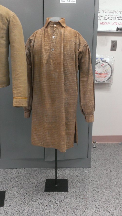 Lucius Gash shirt, made 1862 and worn when wounded in 1864. Collections of the North Carolina Museum of History, accession number 1917.77.1